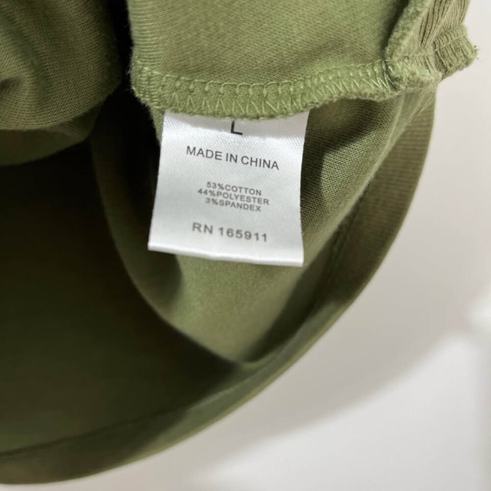 Statement Sleeve Elevated Boho Twist Neutral Casual Olive Green Top [size L] - Picture 8 of 8